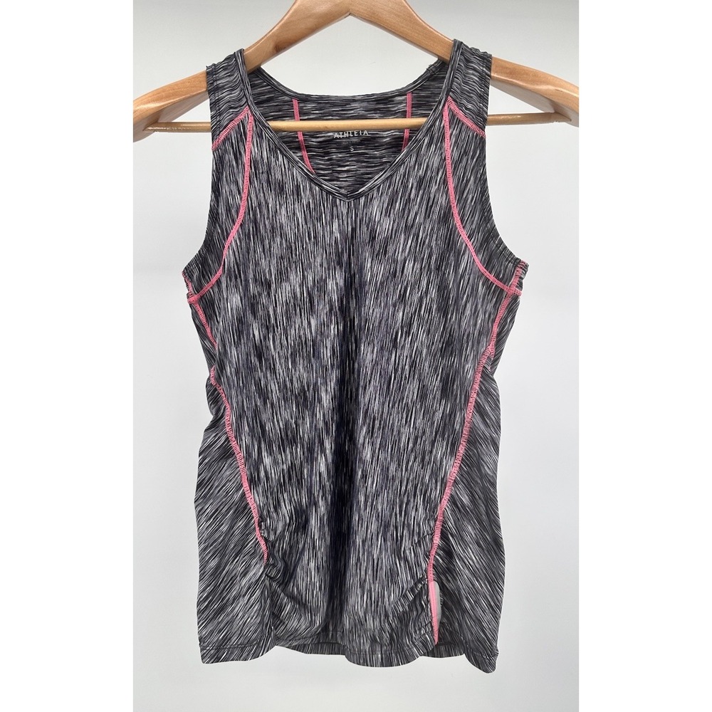 Athleta Gray Space-Dye Tank with Pink Trim